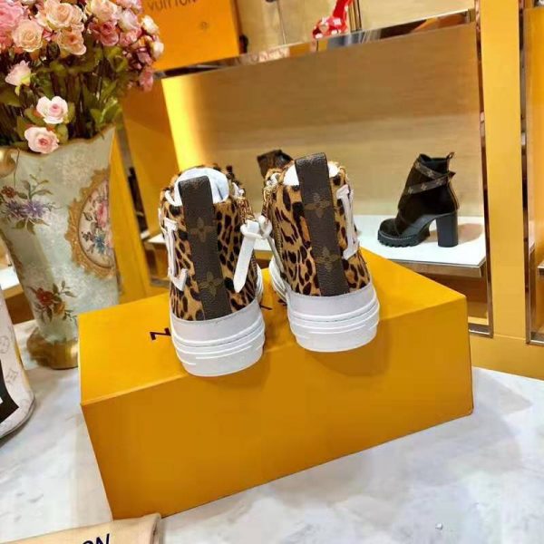 Louis Vuitton LV Unisex Stellar Sneaker Boot in Pony-Styled Calf Leather with Giant LV Monogram Flowers-Brown (7)