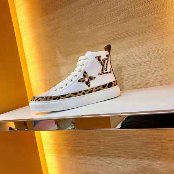 Louis Vuitton LV Unisex Stellar Sneaker Boot in Soft White Calfskin Leather with Giant LV Monogram Flowers (5)