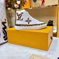Louis Vuitton LV Unisex Stellar Sneaker Boot in Soft White Calfskin Leather with Giant LV Monogram Flowers (1)