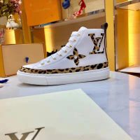 Louis Vuitton LV Unisex Stellar Sneaker Boot in Soft White Calfskin Leather with Giant LV Monogram Flowers (1)