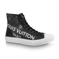 Louis Vuitton LV Unisex Tattoo Sneaker Boot in Damier Tartan Canvas-Black (1)