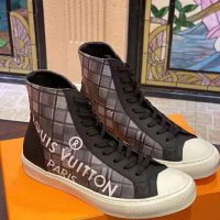 Louis Vuitton LV Unisex Tattoo Sneaker Boot in Damier Tartan Canvas-Black (1)