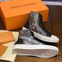 Louis Vuitton LV Unisex Tattoo Sneaker Boot in Damier Tartan Canvas-Black (1)