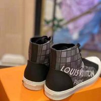 Louis Vuitton LV Unisex Tattoo Sneaker Boot in Damier Tartan Canvas-Black (1)