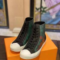 Louis Vuitton LV Unisex Tattoo Sneaker Boot in Damier Tartan Canvas-Green (1)