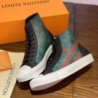 Louis Vuitton LV Unisex Tattoo Sneaker Boot in Damier Tartan Canvas-Green (1)