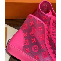 Louis Vuitton LV Unisex Tattoo Sneaker Boot in Damier Tartan Canvas with Monogram Embroidery-Pink (1)