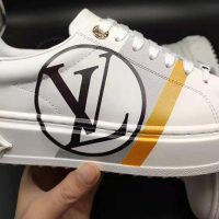 Louis Vuitton LV Unisex Time Out Sneaker in Calf Leather and Monogram Flowers-Grey (1)