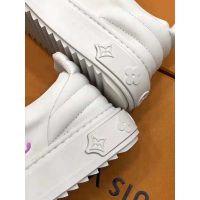 Louis Vuitton LV Unisex Time Out Sneaker in Supple Calf Leather with Rainbow-Colored Vuitton Signature-White (1)