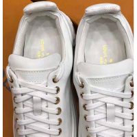 Louis Vuitton LV Unisex Time Out Sneaker in Supple Calf Leather with Rainbow-Colored Vuitton Signature-White (1)