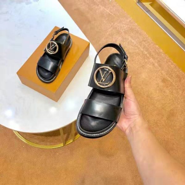 Louis Vuitton LV Women Crossroads Comfort Sandal in Black Glazed Calf Leather (4)