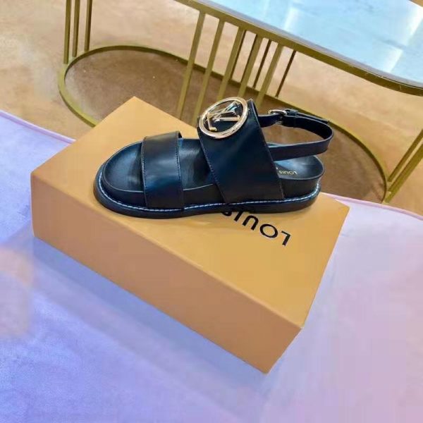 Louis Vuitton LV Women Crossroads Comfort Sandal in Black Glazed Calf Leather (6)