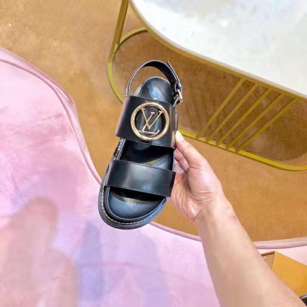Louis Vuitton LV Women Crossroads Comfort Sandal in Black Glazed Calf Leather (7)