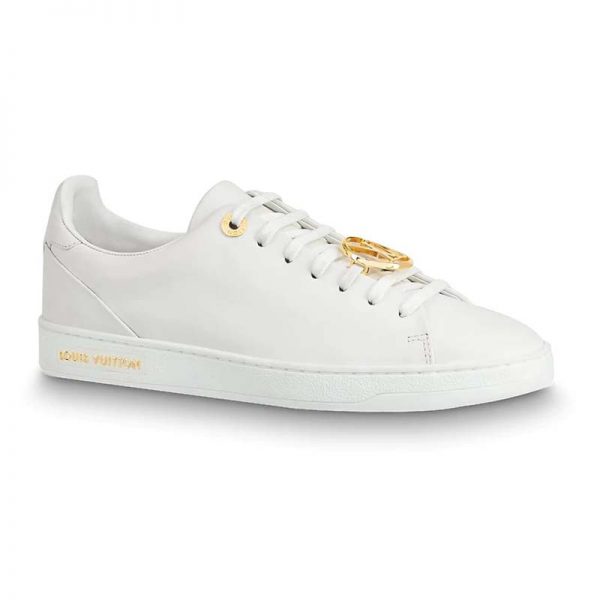 Louis Vuitton LV Women Frontrow Sneaker Gold-Tone LV Circle in White Calf Leather and Rubber (1)