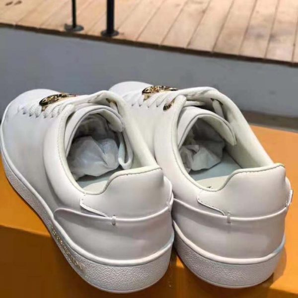 Louis Vuitton LV Women Frontrow Sneaker Gold-Tone LV Circle in White Calf Leather and Rubber (6)