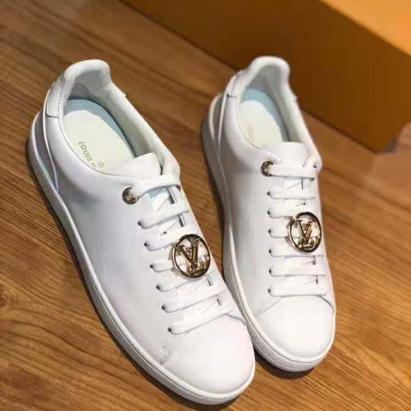 Louis Vuitton LV Women Frontrow Sneaker Gold-Tone LV Circle in White Calf Leather and Rubber (7)