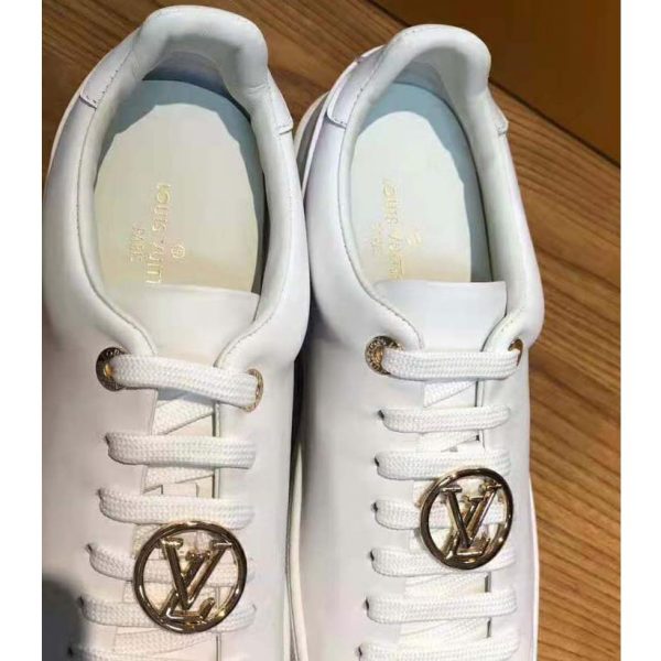Louis Vuitton LV Women Frontrow Sneaker Gold-Tone LV Circle in White Calf Leather and Rubber (9)