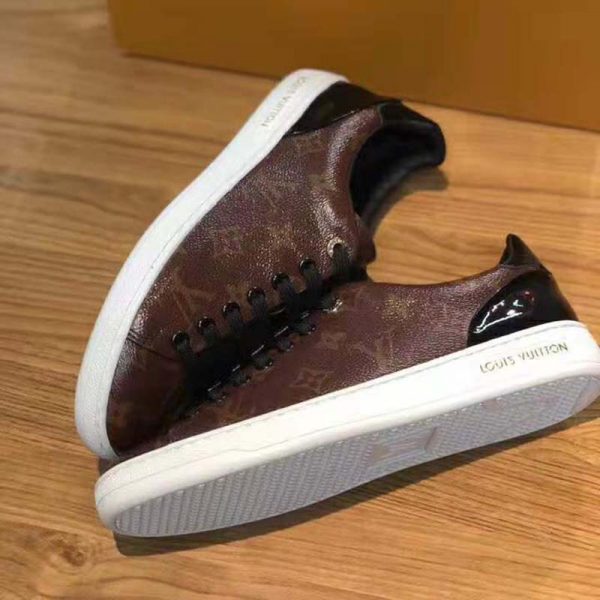 Louis Vuitton LV Women Frontrow Sneaker in Patent Monogram Canvas-Brown (7)