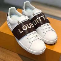 Louis Vuitton LV Women Frontrow Sneaker in White Calf Leather and Brown Rubber (1)