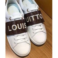 Louis Vuitton LV Women Frontrow Sneaker in White Calf Leather and Brown Rubber (1)