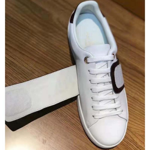 Louis Vuitton LV Women Frontrow Sneaker in White Calf Leather and Brown Rubber (9)