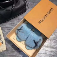 Louis Vuitton LV Women Furry Sandals in Mink Hair Leather-Blue (9)