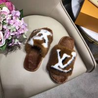 Louis Vuitton LV Women Homey Flat Mule in Mink Fur-Brown (1)