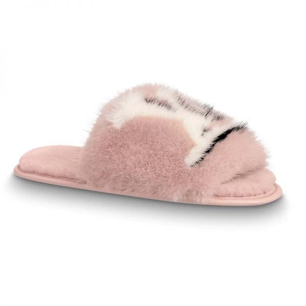 Louis Vuitton LV Women Homey Flat Mule in Mink Fur-Pink (1)