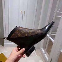 Louis Vuitton LV Women Jumble Flat Ankle Boot in Calf Leather and Patent Monogram Canvas-Black (1)