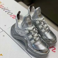 Louis Vuitton LV Women LV Archlight Sneaker in Leather and Technical Fabrics-Silver (1)