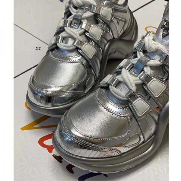 Louis Vuitton LV Women LV Archlight Sneaker in Leather and Technical Fabrics-Silver (5)