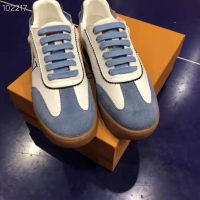 Louis Vuitton LV Women LV Frontrow Sneaker in Calf Leather and Suede Calf Leather-Blue (1)