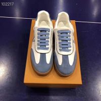 Louis Vuitton LV Women LV Frontrow Sneaker in Calf Leather and Suede Calf Leather-Blue (1)