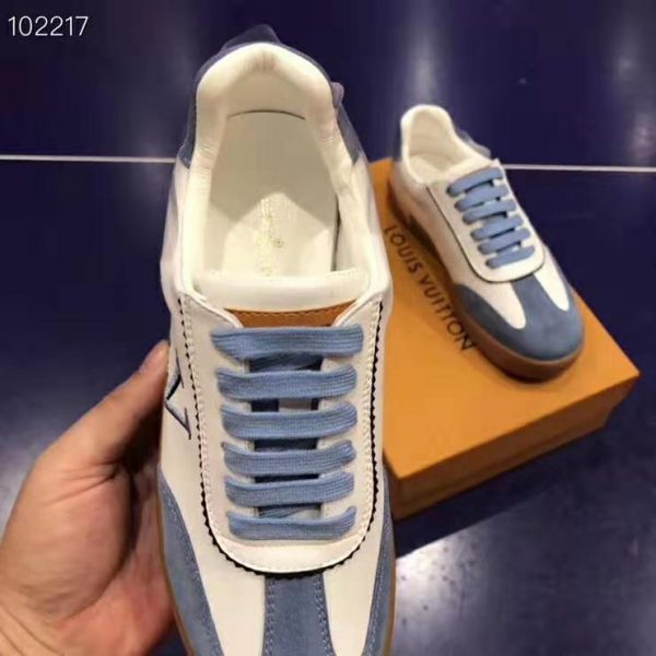Louis Vuitton LV Women LV Frontrow Sneaker in Calf Leather and Suede Calf Leather-Blue (7)