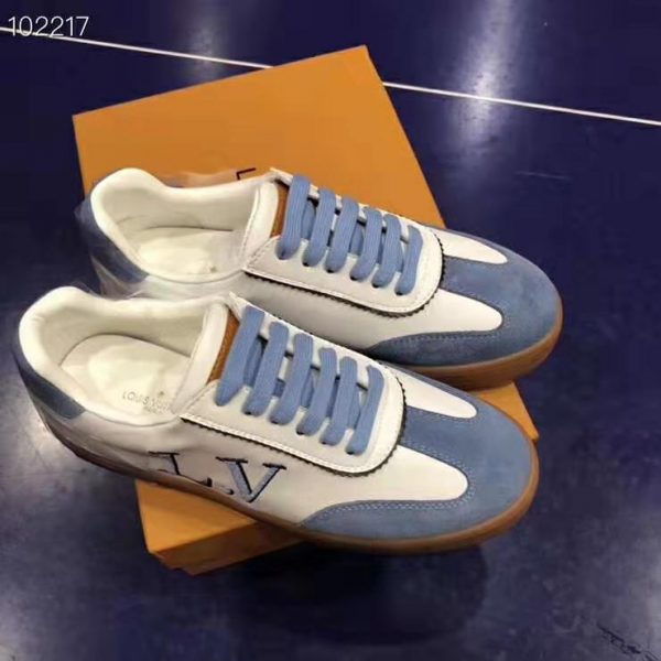 Louis Vuitton LV Women LV Frontrow Sneaker in Calf Leather and Suede Calf Leather-Blue (8)