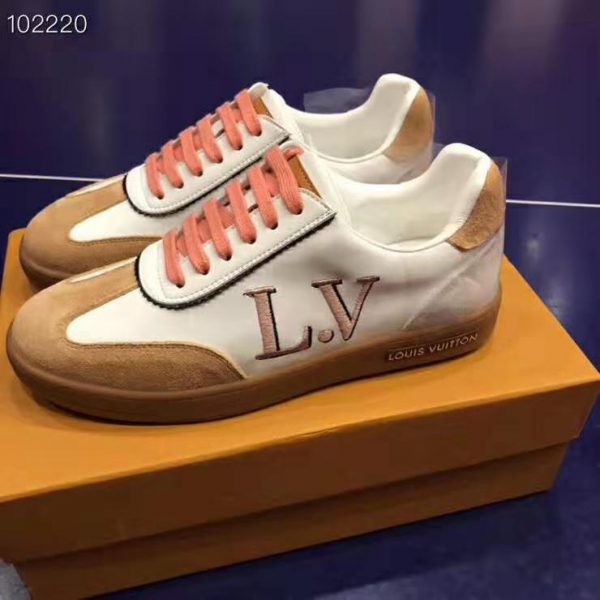 Louis Vuitton LV Women LV Frontrow Sneaker in Calf Leather and Suede Calf Leather-Pink (6)