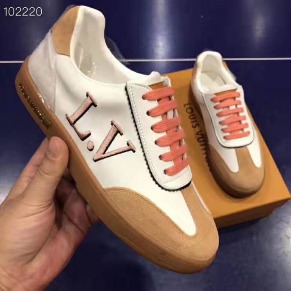 Louis Vuitton LV Women LV Frontrow Sneaker in Calf Leather and Suede Calf Leather-Pink (7)