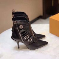 Louis Vuitton LV Women LV Janet Ankle Boot in Black Glazed Calf Leather 9.5 cm Heel (1)