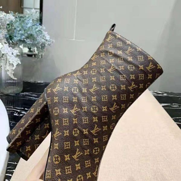 Louis Vuitton LV Women LV Silhouette Ankle Boot in Patent Monogram Canvas-Brown (10)
