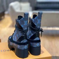 Louis Vuitton LV Women Laureate Platform Desert Boot in Calf Leather with Monogram Canvas-Blue (1)