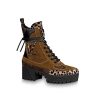 Louis Vuitton LV Women Laureate Platform Desert Boot in Soft Suede Calf Leather with Monogram Canvas-Brown