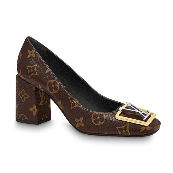 Louis Vuitton LV Women Madeleine Pump in Patent Monogram Canvas 7.5 cm Heel-Brown (1)