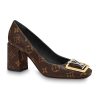 Louis Vuitton LV Women Madeleine Pump in Patent Monogram Canvas and Leather 7.5 cm Heel-Brown