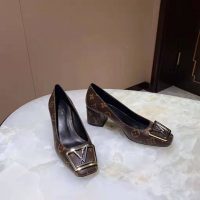 Louis Vuitton LV Women Madeleine Pump in Patent Monogram Canvas and Leather 7.5 cm Heel-Brown (1)