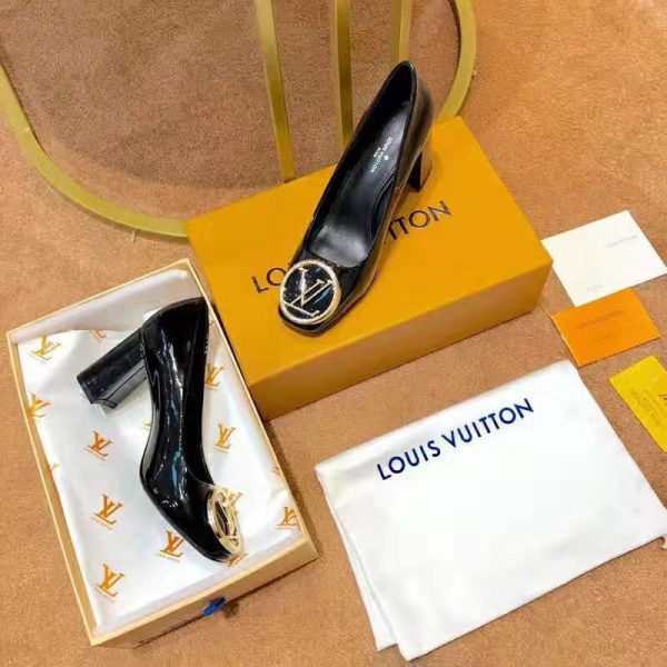Louis Vuitton LV Women Madeleine Pump in Smooth Calf Leather with Versize LV Circle Signature-Black (4)