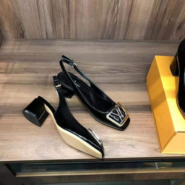 Louis Vuitton LV Women Madeleine Slingback Pump in Patent Calf Leather-Black (5)