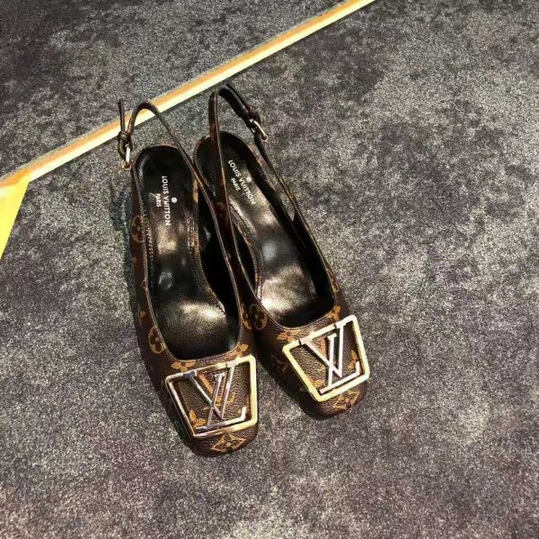 Louis Vuitton LV Women Madeleine Slingback Pump in Patent Monogram Canvas-Brown (4)