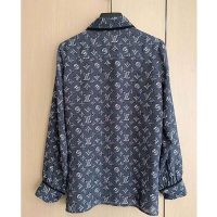 Louis Vuitton LV Women Monogram Shadow Shirt in 100% Silk-Grey (1)