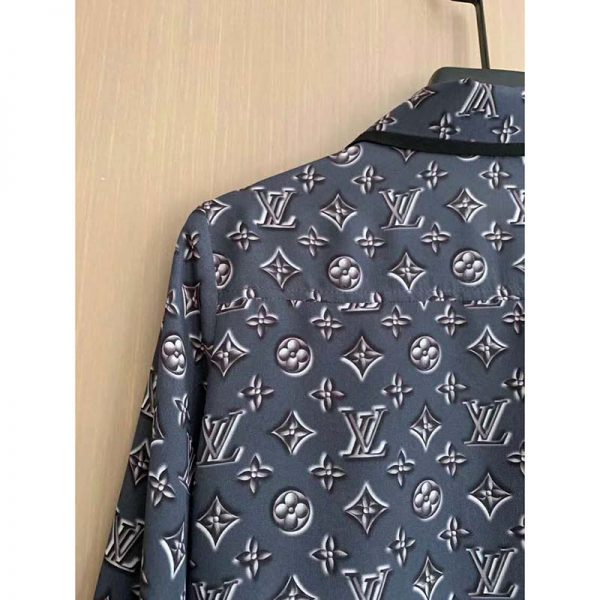 Louis Vuitton LV Women Monogram Shadow Shirt in 100% Silk-Grey (5)