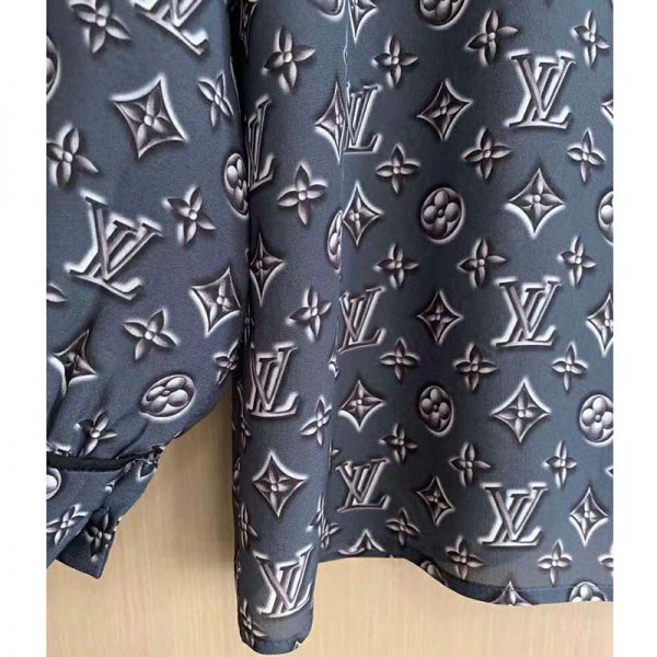 Louis Vuitton LV Women Monogram Shadow Shirt in 100% Silk-Grey (7)